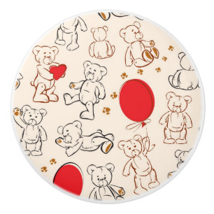Texture With Teddy Bears Ceramic Knob