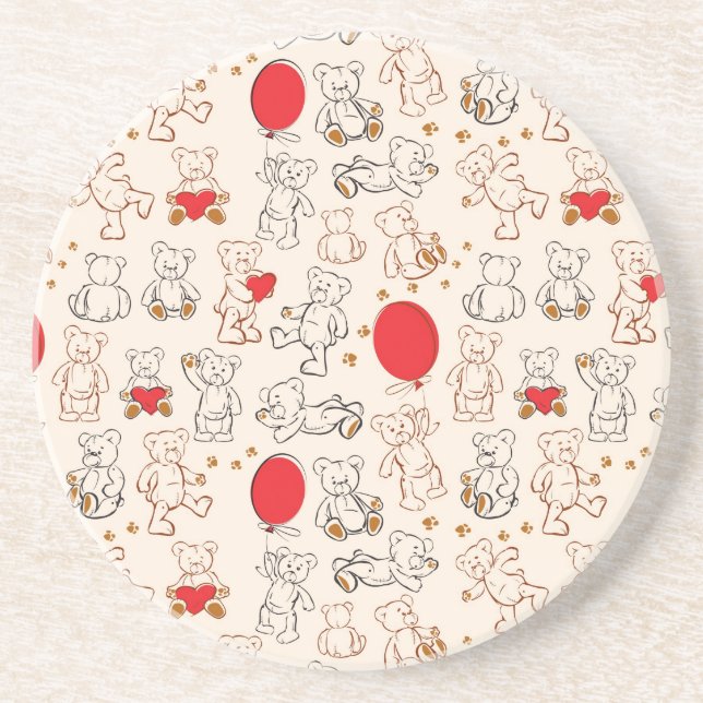 Texture With Teddy Bears Coaster (Front)