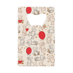 Texture With Teddy Bears Credit Card Bottle Opener