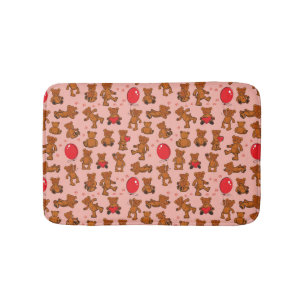 Texture With Teddy Bears, Hearts Bath Mat