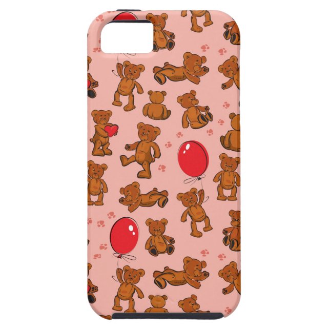 Texture With Teddy Bears, Hearts Case-Mate iPhone Case (Back)
