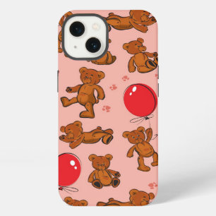 Texture With Teddy Bears, Hearts iPhone 13 Case