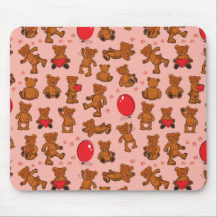 Texture With Teddy Bears, Hearts Mouse Pad
