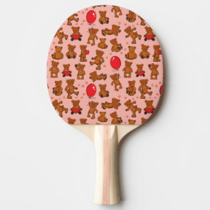 Texture With Teddy Bears, Hearts Ping Pong Paddle