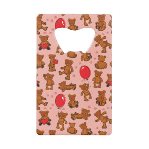 Texture With Teddy Bears, Hearts Wallet Bottle Opener