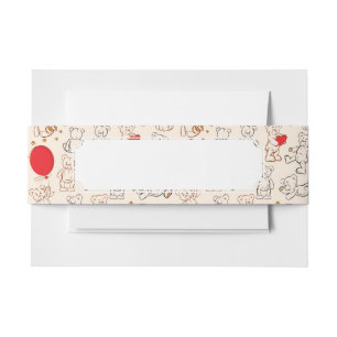 Texture With Teddy Bears Invitation Belly Band