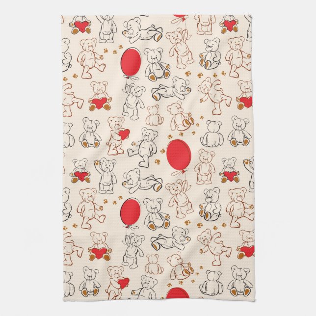 Texture With Teddy Bears Kitchen Towel (Vertical)