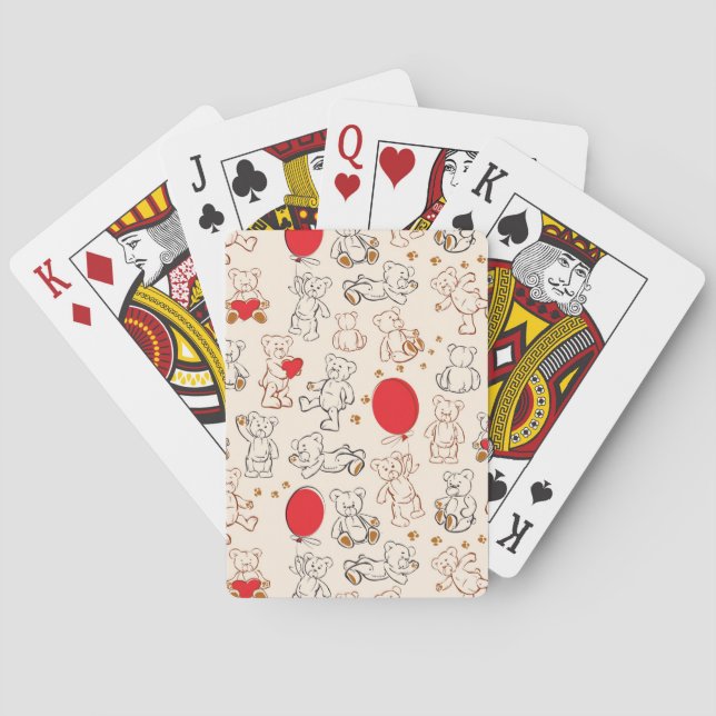Texture With Teddy Bears Playing Cards (Back)