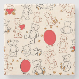 Texture With Teddy Bears Stone Coaster