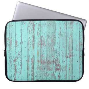 Texture wood barn aqua background laptop sleeve