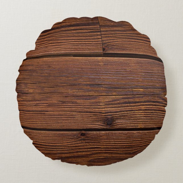 Texture wood grain weathered washed round pillow (Front)