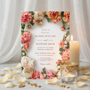 Textured 3D Floral Wreath Wedding Invitation