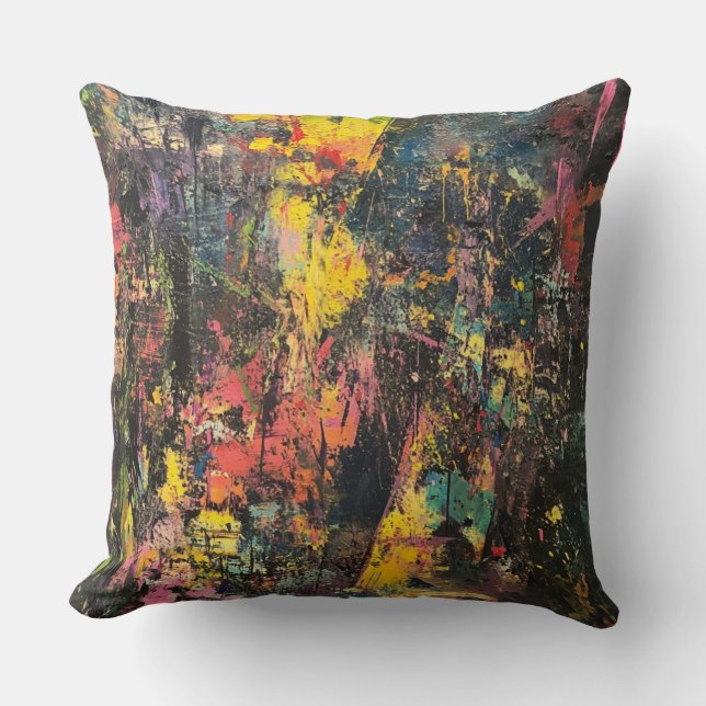 Textured abstract art in bright colors 🎨 throw pillow (Front)