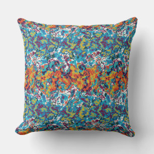 Textured Abstract Colourful Swirl Pattern Throw Pillow