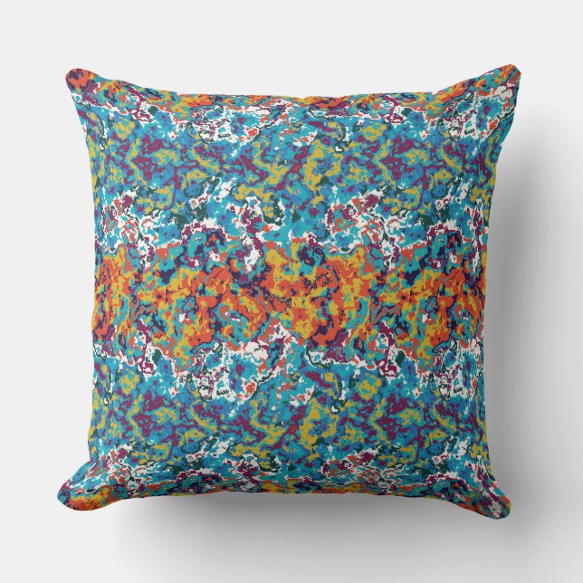 Textured Abstract Colourful Swirl Pattern Throw Pillow (Front)