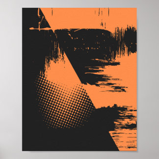 Textured Abstract Design in Black and Orange Poster