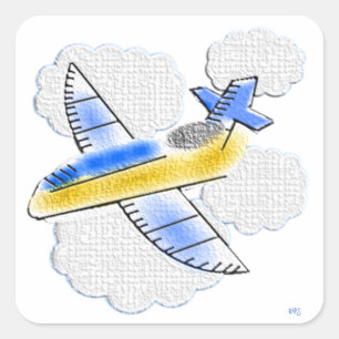 Textured Airplane in the Sky Square Sticker