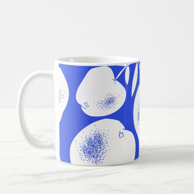 Textured Apple Silhouettes: Hand-Drawn Pattern Coffee Mug (Left)