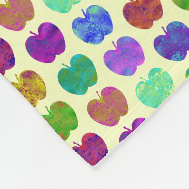 Textured Apples Bright Colours Fleece Blanket (Corner)