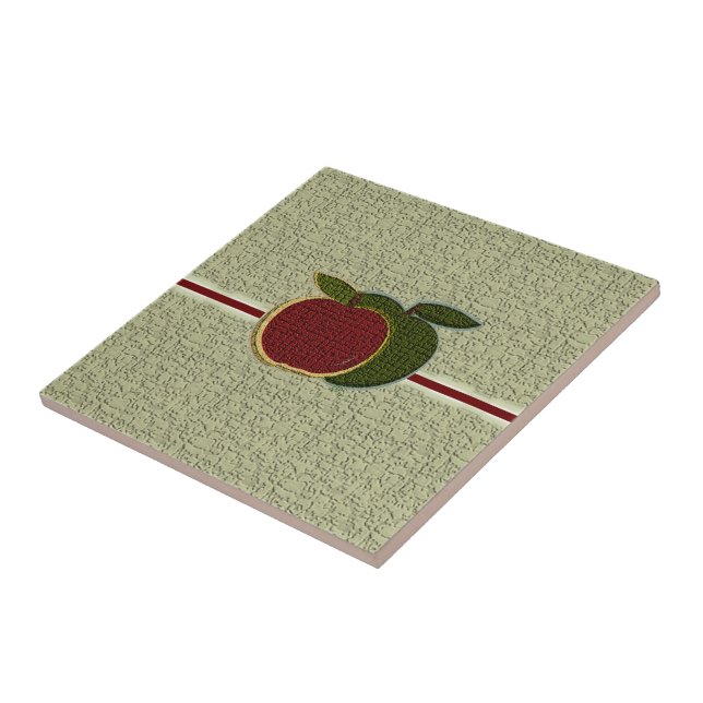 Textured Apples Red Green Sage Tile (Side)