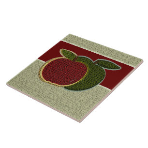 Textured Apples (sage/cranberry) Tile
