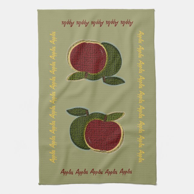 Textured Apples (sage) Kitchen Towel (Vertical)