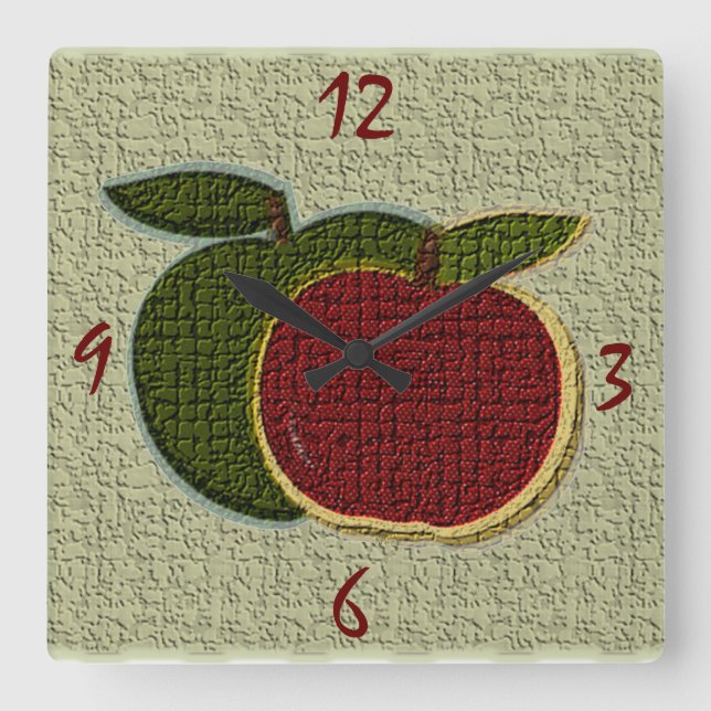 Textured Apples (sage) Wall Clock (Front)