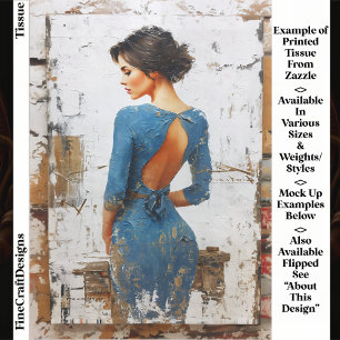 Textured Art, Elegant Lady in Blue EL4L Decoupage Tissue Paper