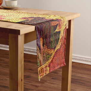 Textured Autumn Leaves Abstract Short Table Runner