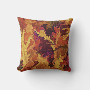 Textured Autumn Leaves Abstract Throw Pillow