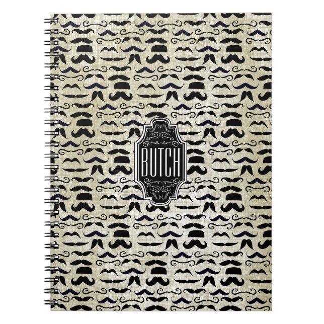 Textured Background Chalkboard Moustache Pattern Notebook (Front)