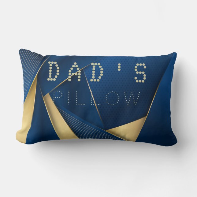 Textured Background Stripes Curves Blue and Gold Lumbar Pillow (Front)