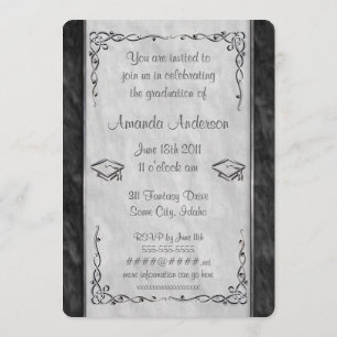 Textured Black and White Graduation Invitations