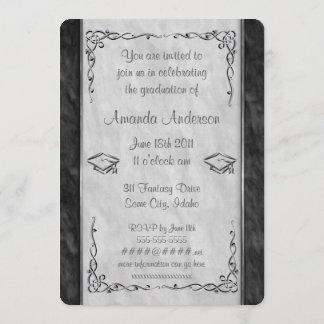 Textured Black and White Graduation Invitations