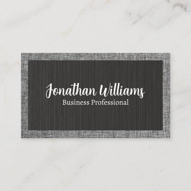 Textured Black | Fabric Grey Pattern Business Card (Front)