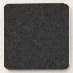 Textured Black Leather Coaster