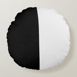Textured Black White Two Colour Half Stripes Round Pillow