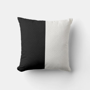 Textured Black White Two Colour Half Stripes Throw Pillow