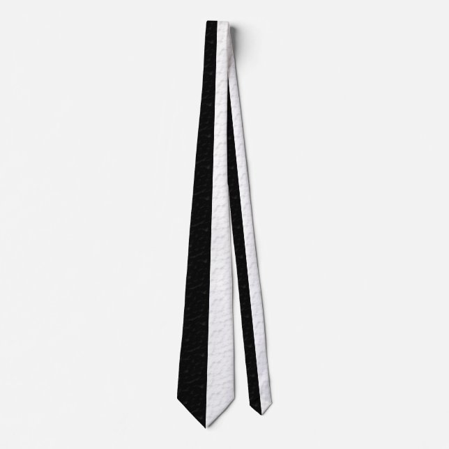 Textured Black White Two Colour Half Stripes Tie (Front)