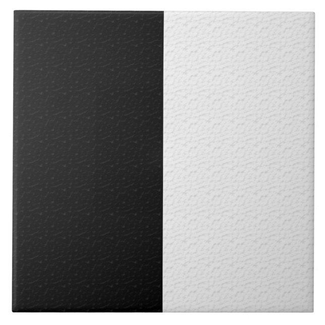 Textured Black White Two Colour Half Stripes Tile (Front)