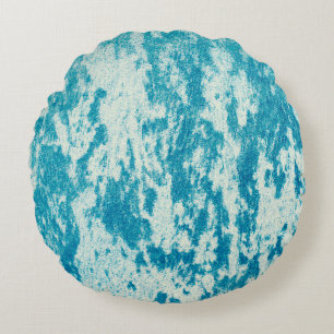 Textured blue background made of dense fabric. Con Round Pillow