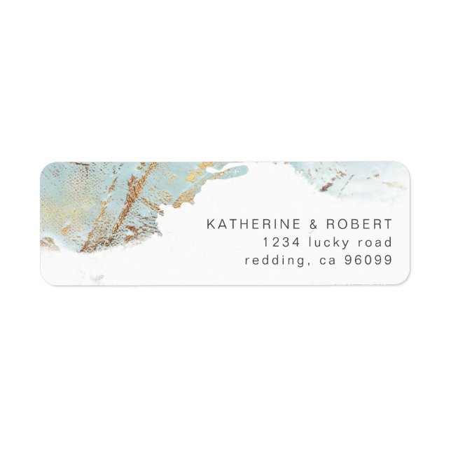 textured blue gold elegant wedding Address Return (Front)