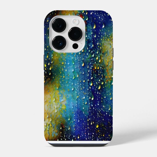 Textured Blue Yellow Aqua Crisp Fun Vivid Pattern iPhone Case (Back)