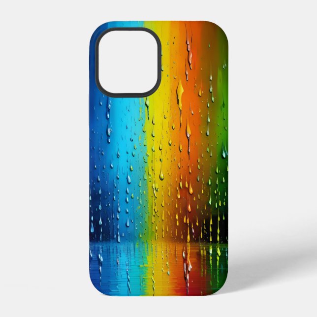 Textured Blue Yellow Orange Green Rainbow Pattern iPhone Case (Back)
