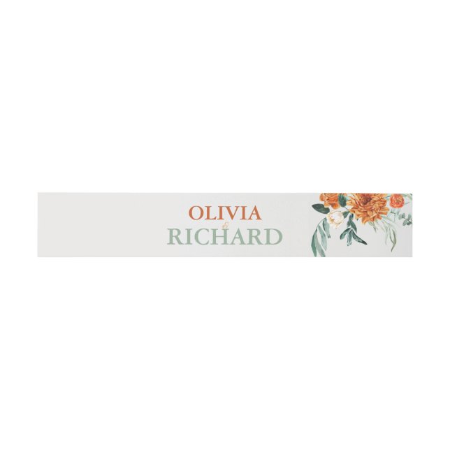 Textured Boho Pampas Grass Wedding Invitation Belly Band (Flat)