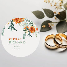 Textured Boho Pampas Grass Wedding Round Sticker