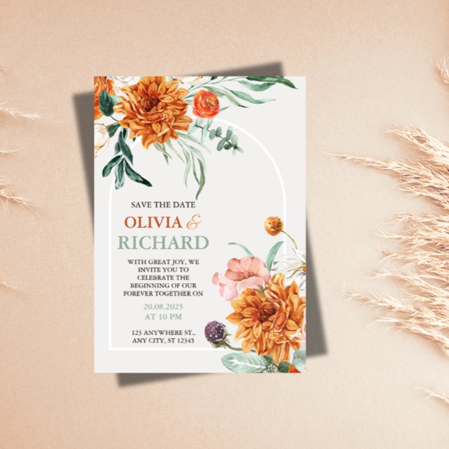 Textured Boho Pampas Grass Wedding Save the Date  (Creator Uploaded)