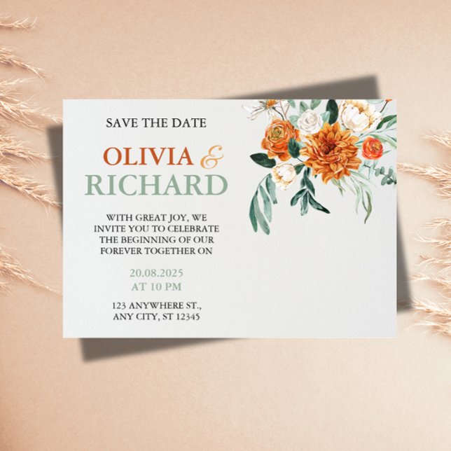 Textured Boho Pampas Grass Wedding Save the Date  (Creator Uploaded)