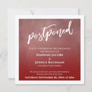 Textured Bold Red Ombre Postponed Wedding Card