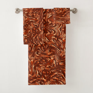 Textured brown terracotta bath towel set